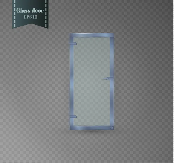 Glasdeur geïsoleerd op een transparante achtergrond. Vectorillustratie van een glanzende kantoor of boutique — Stockvector