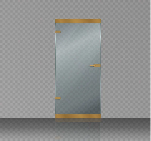 Glasdeur geïsoleerd op een transparante achtergrond. Vectorillustratie van een glanzende kantoor of boutique — Stockvector
