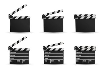 Beyaz bir background.film.time üzerinde gerçekçi clapper.cinema.Board.