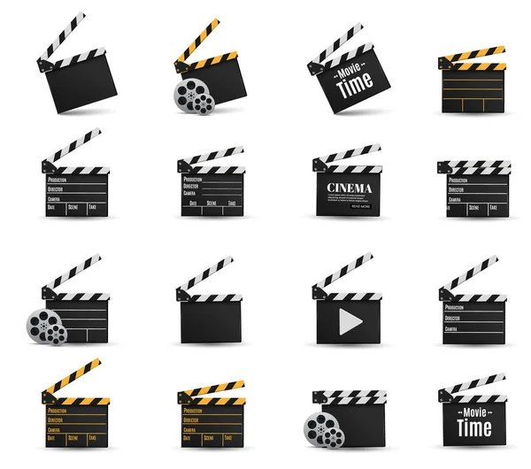 Clapper.cinema.Board réaliste sur un fond blanc .film.time . — Image vectorielle