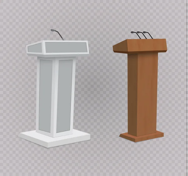 Support vectoriel Podium Tribune Rostrum avec microphones — Image vectorielle