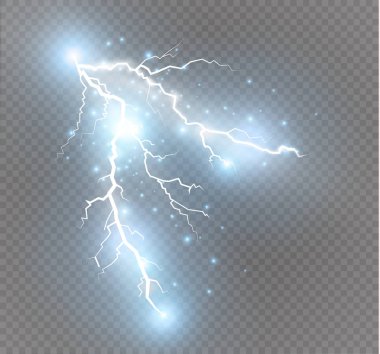 Lightning'ler kümesi. Sihirli ve parlak ışık efektleri.