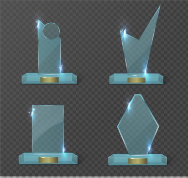 Saydam bir arka plan boş cam kupa Ödülü.