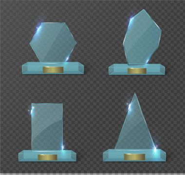 Saydam bir arka plan boş cam kupa Ödülü.