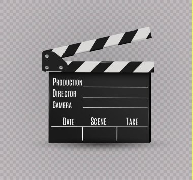 Beyaz bir background.film.time üzerinde gerçekçi clapper.cinema.Board.