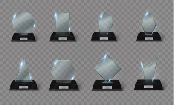 Tomma glas trophy award på en transparent bakgrund. — Stock vektor