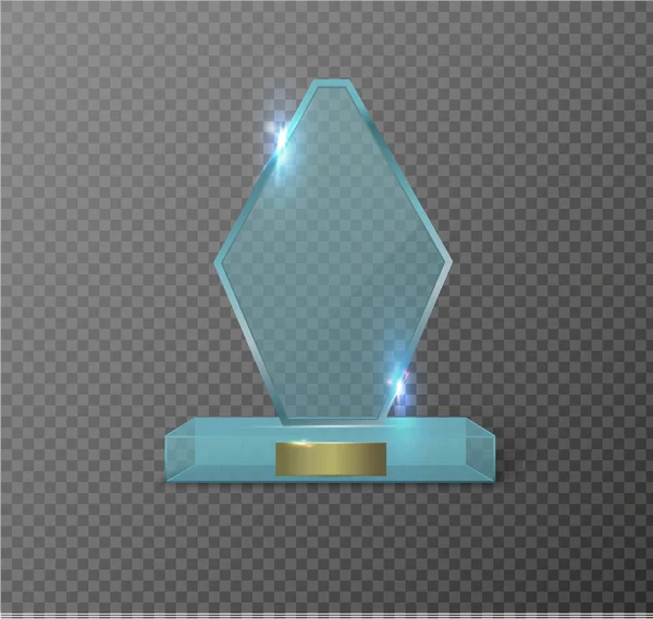 Premio trofeo de vidrio en blanco sobre fondo transparente . — Vector de stock