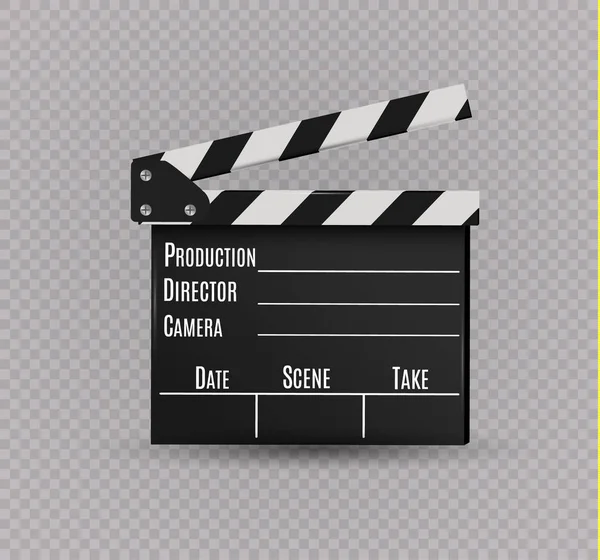 Clapper.cinema.Board realista sobre un fondo blanco.film.time . — Vector de stock