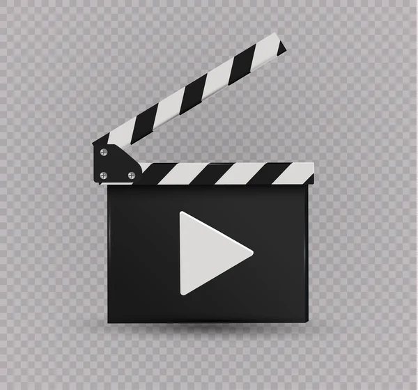 Clapper.cinema.Board realista sobre un fondo blanco.film.time . — Vector de stock