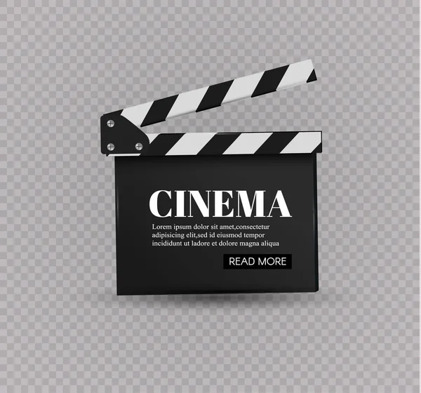 Reális clapper.cinema.Board, a fehér background.film.time. — Stock Vector