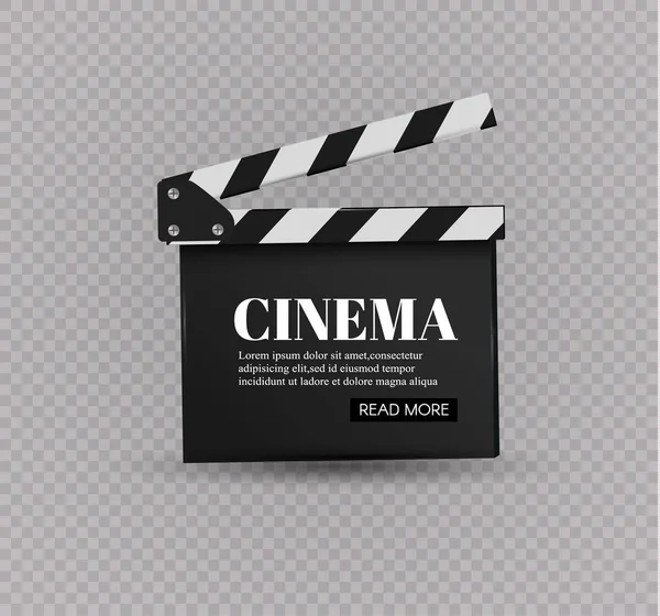 Realistico clapper.cinema.Board su sfondo bianco.film.time . — Vettoriale Stock