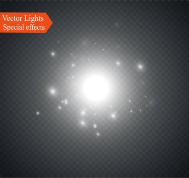 saydam bir arka plan ışığı efekti, üzerinde yıldız vektör çizim. Sparkles ile patlama.