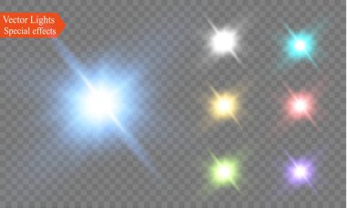 saydam bir arka plan ışığı efekti, üzerinde yıldız vektör çizim. Sparkles ile patlama.