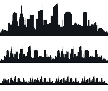 Düz bir stil şehir silüeti. Modern kentsel landscape.vector illüstrasyon.