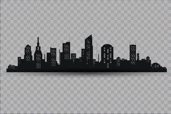 La silhouette de la ville dans un style plat. Illustration moderne de paysage urbain.vectoriel . — Image vectorielle