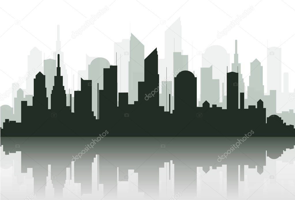 The silhouette of the city in a flat style. Modern urban landscape.vector illustration.