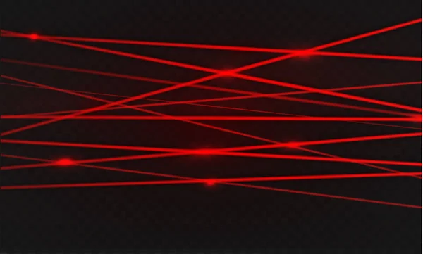 Sinar laser merah abstrak. Transparan terisolasi pada latar belakang hitam. Vektor ilustrasi.the lampu efekt.floodlight directional. - Stok Vektor