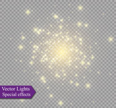 Altın maytap etkisi beyaz sparks modern tasarımı ile soyut. Parlak havai ışık kızdırma. Sparkles ışık vektör şeffaf arka plan üzerinde. Noel kavramı