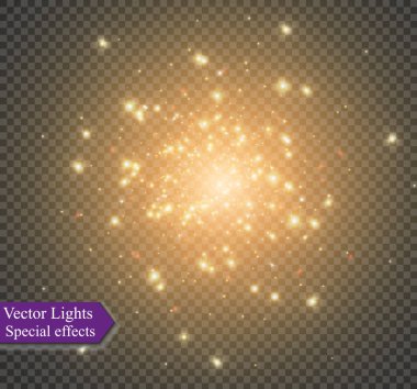 Altın maytap etkisi beyaz sparks modern tasarımı ile soyut. Parlak havai ışık kızdırma. Sparkles ışık vektör şeffaf arka plan üzerinde. Noel kavramı
