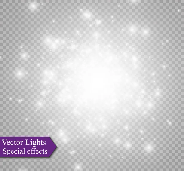 Αφηρημένη χρυσή ΑΣΤΡΑΚΙ επίδραση με λευκό σπινθήρες μοντέρνο σχεδιασμό. Λάμψη αφρώδη πυροτέχνημα φωτός. Λάμψεις φωτός διάνυσμα σε διαφανές φόντο. Έννοια των Χριστουγέννων — Διανυσματικό Αρχείο