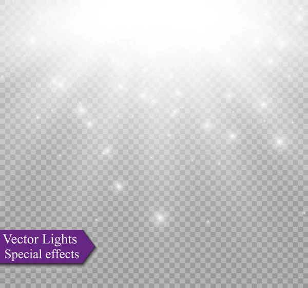 Αφηρημένη χρυσή ΑΣΤΡΑΚΙ επίδραση με λευκό σπινθήρες μοντέρνο σχεδιασμό. Λάμψη αφρώδη πυροτέχνημα φωτός. Λάμψεις φωτός διάνυσμα σε διαφανές φόντο. Έννοια των Χριστουγέννων — Διανυσματικό Αρχείο