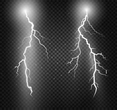 Lightning'ler kümesi. Sihirli ve parlak ışık efektleri.