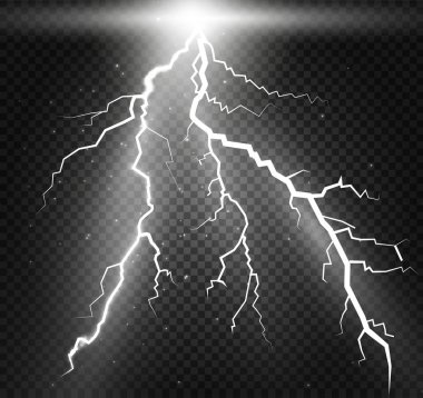 Lightning'ler kümesi. Sihirli ve parlak ışık efektleri.