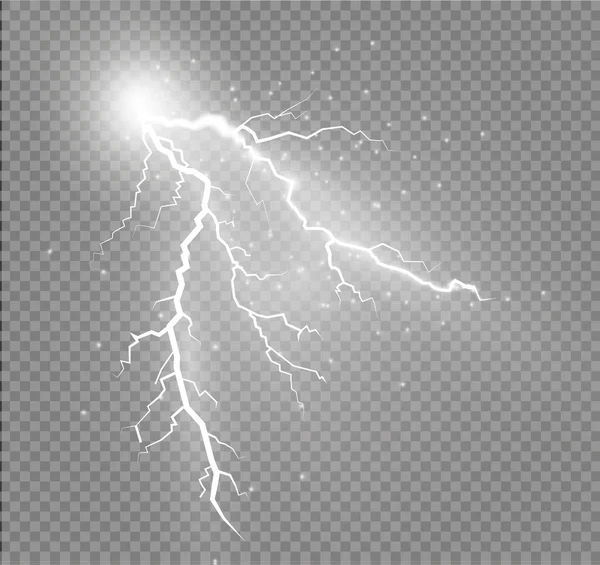 Set of lightnings. Magic and bright lighting effects. — Stock Vector