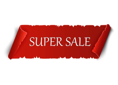 Büyük satış afiş. Kırmızı kurdele. Vektör çizim.