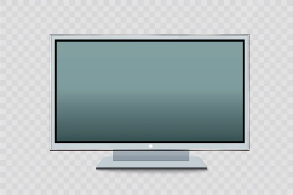 Flat led monitor of computer or black photo frame isolated on a transparent background. Vector blank screen lcd, plasma, panel or TV for your design. — Stock Vector