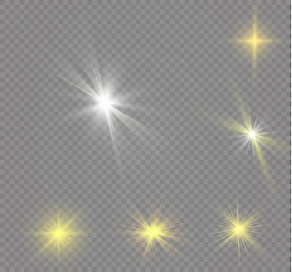 Étoile sur fond transparent, effet de lumière, illustration vectorielle. éclat avec des étincelles . — Image vectorielle