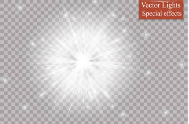 saydam bir arka plan ışığı efekti, üzerinde yıldız vektör çizim. Sparkles ile patlama.