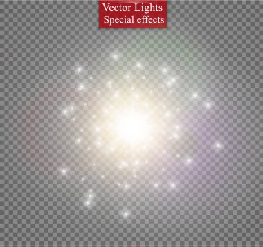 saydam bir arka plan ışığı efekti, üzerinde yıldız vektör çizim. Sparkles ile patlama.