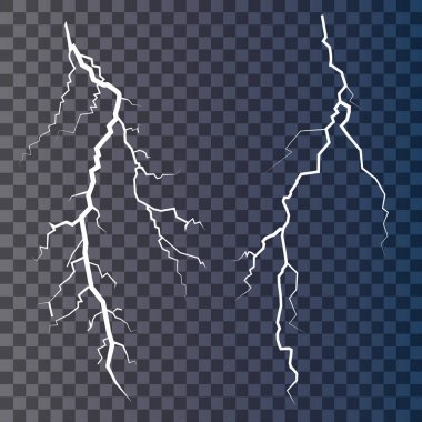 Lightning'ler kümesi. Sihirli ve parlak ışık efektleri.