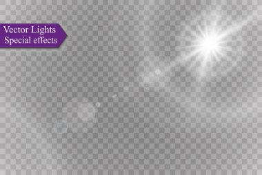 Soyut objektif altın açık güneş ışınları şeffaf özel ışık efekti tasarım.