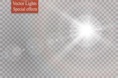 Soyut objektif altın açık güneş ışınları şeffaf özel ışık efekti tasarım.