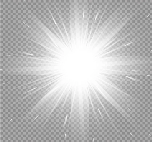 Étoile sur fond transparent, effet de lumière, illustration vectorielle. éclat avec des étincelles . — Image vectorielle