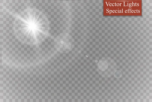 Abstrato lente de ouro frente solar flare transparente design efeito de luz especial . — Vetor de Stock