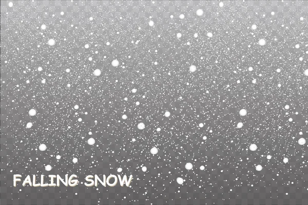 雪が降るストックベクトルイラスト。雪の結晶、雪。背景は透明だ。雪の降る. — ストックベクタ