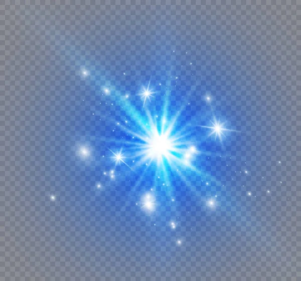 Saydam bir arka plan ışığı efekti, üzerinde yıldız vektör çizim. Sparkles ile patlama. — Stok Vektör