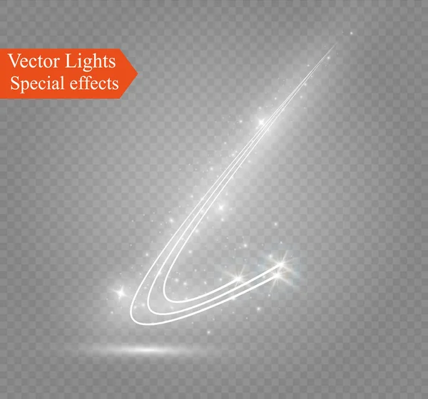 Vector abstracto resplandeciente efecto de luz de la estrella mágica de la neón desenfoque de curvado . — Vector de stock