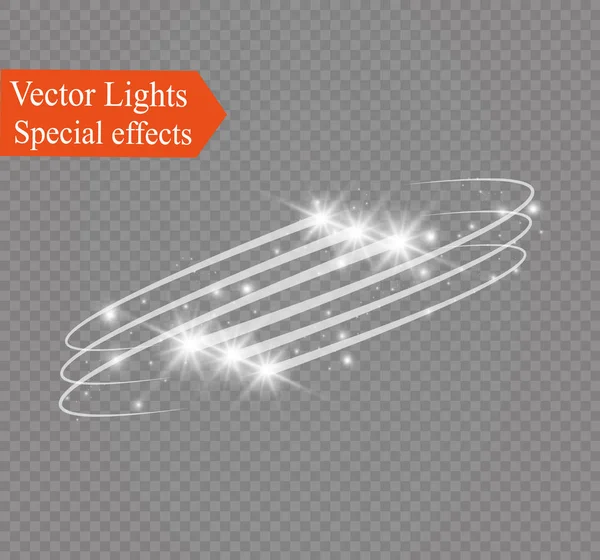 Astratto vettore incandescente magico effetto di luce stella dalla sfocatura al neon di curva . — Vettoriale Stock