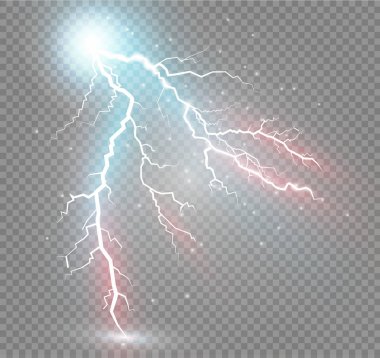 Set of lightnings. Magic and bright lighting effects. clipart