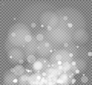 Işık, yıldız, parçacıklar, enerji şeffaf arka planda parlayan.