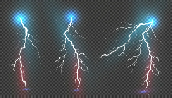 Lightning'ler kümesi. Sihirli ve parlak ışık efektleri. — Stok Vektör