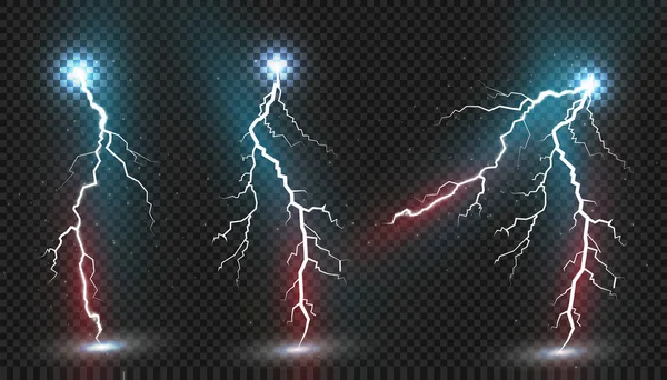 Lightning'ler kümesi. Sihirli ve parlak ışık efektleri. — Stok Vektör