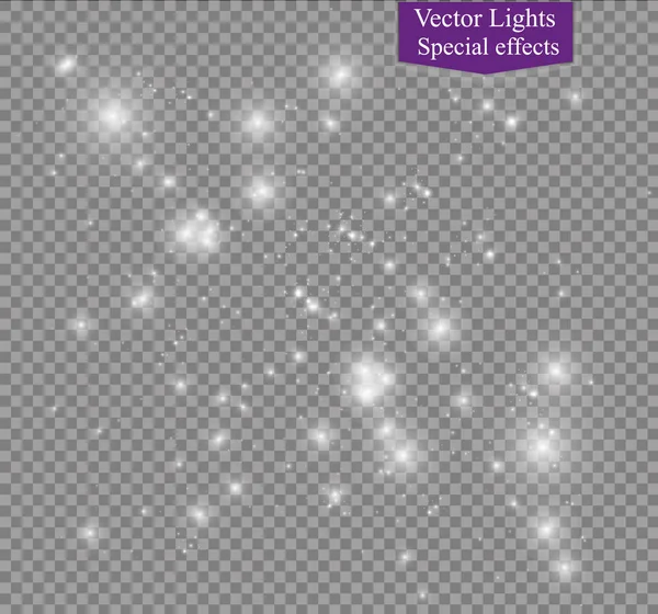 Prach na transparentní background.bright hvězdy. Světelný efekt záře. — Stockový vektor