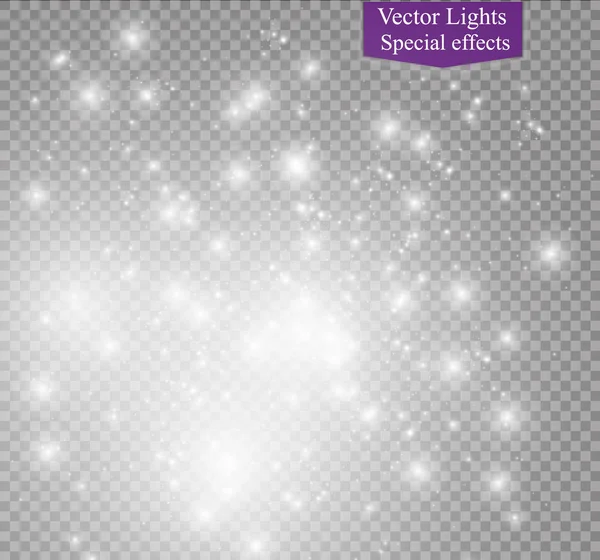Пил на прозорому фоні. яскраві зірки. ефект освітлення світла . — стоковий вектор