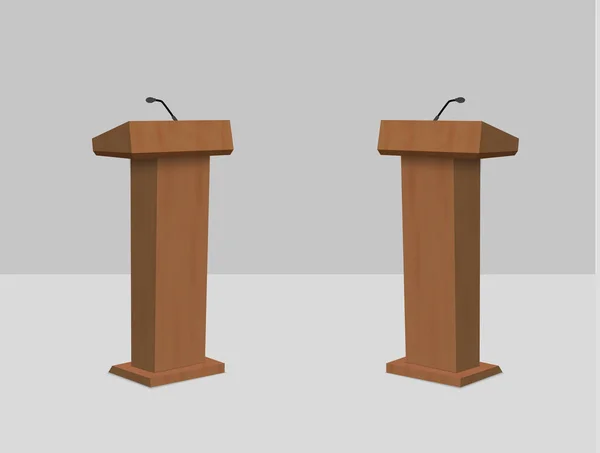 Support vectoriel Podium Tribune Rostrum avec microphones — Image vectorielle