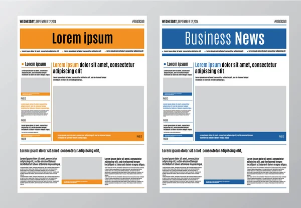 Kırmızı başlık, resim ve grafikleri, makale ve finansal bilgi, vektör çizim reklam gazete tasarım şablonu